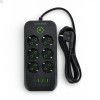 Підовжувач мережевий ТК-5 F06u 3м 6 розеток + 3USB + 1 Type-C, 2500Вт, чорний, із захистом та кріпленням