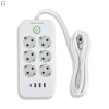 Удлинитель сетевой ТК-5 F06u 3м 6 розеток + 3USB + 1 Type-C, 2500Вт, белый, с защитой и креплением