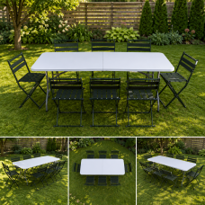 Кемпинговый комплект Travel Table Set – складной стол HDPE 180 см и 8 туристических кресел