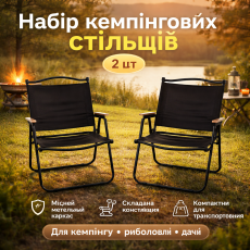 Набор складных кемпинговых стульев Outdoor Relax Pro — 2 туристических стула для рыбалки и отдыха.
