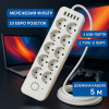 Сетевой фильтр Удлинитель USB ТК-15 (10×220В+4×USB+1×Type-C), F26u, Белый, 5 м