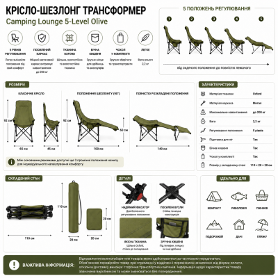     Складне туристичне крісло-павук Compact Outdoor Chair 100 кг з чохлом чорне №0