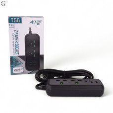 Сетевой фильтр Удлинитель USB Т-56 (2×220В+2×USB+1×Type-C),2m