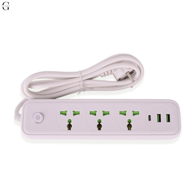 Сетевой фильтр Удлинитель USB Т-58 (3×220В+2×USB+1×Type-C),2m №1