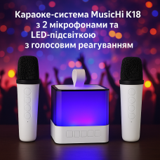 Караоке-система MusicHi K18 с 2 микрофонами и LED-подсветкой с голосовым реагированием