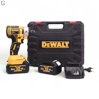 DeWALT гайковерт аккумуляторный 24V бесщеточный с кейсом, 2×10Ah аккумуляторами и набором насадок. №2