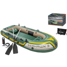 Надувная лодка Intex Seahawk 3 68380, трехместная, 295×137×43 см, 300 кг, с веслами и насосом