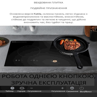 Индукционная и газовая плита YOTECH 2 конфорки, настольная/врезная, стеклокерамика + нержавейка №0