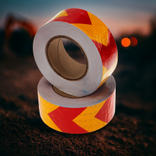 Світловідбивна стрічка 3D червоно-жовта 5см×30м для вантажівок, авто, причепів і дорожньої розмітки
