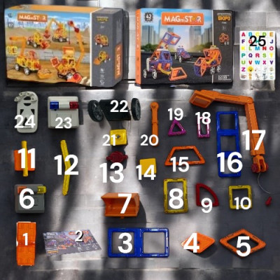Магнитный конструктор 129 деталей стройтехника Magnit/Magical/LIMO TOY №4