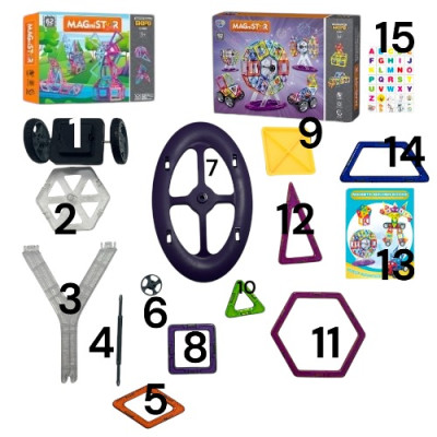 Конструктор магнитный на 154 деталей набора из двух конструкторов Magnit/Magical/LIMO TOY №4