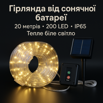 Светодиодная солнечная лента IP65 20 м/200 LED. №0