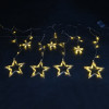 Світлодіодна гірлянда Штора Зірки 2.5 метра 138LED 12 зірок Теплий білий USB+AA