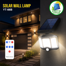 Світлодіодний вуличний ліхтар SOLAR WALL LAMP YT-66B на сонячній батареї з датчиком руху