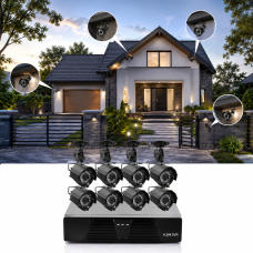 Комплект проводного AHD видеонаблюдения Security Recording System 8CH IP66 с 8 камерами и DVR для дома, гаража и двора