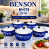 Набор кухонных кастрюль Benson BN-079 Blue, 5 шт с жаропрочными стеклянными крышками