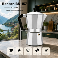 Гейзерная кофеварка на 9 чашек Benson BN-157