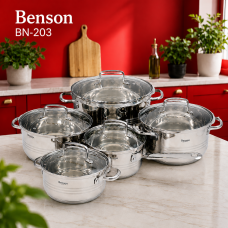 Набор посуды Benson BN-203 (ёмкость 2,1 л, 2,1 л, 2,9 л, 3,9 л, 6,5 л)