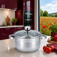 Кастрюля Benson BN-216 1 л со стеклянной крышкой и металлическими ручками для кухни