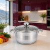 Кастрюля Benson BN-221 6,5 л из нержавеющей стали со стеклянной крышкой и металлическими ручками