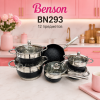 Набор посуды из нержавеющей стали Benson BN-293 (12 предметов) чёрный