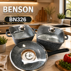 Набор кастрюль с гранитным антипригарным покрытием Benson BN-326