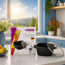 Кастрюля (казан) с мраморным покрытием Benson BN-362 (ёмкость 5.1 л)