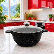 Кастрюля Benson BN-366 26 см 5.6 л с утолщенным дном, мраморным покрытием и крышкой