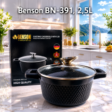 Кастрюля с крышкой с антипригарным покрытием Benson BN-391 2.5л