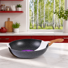 Сковорода WOK Benson BN-487 30 см с трехслойным мраморным покрытием и Turbo Induction