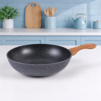 Глибока WOK-сковорода Benson BN-487 30 см з алюмінію, мармурове покриття, для всіх типів плит