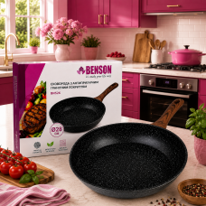 Сковорода с антипригарным мраморным покрытием Benson BN-526 Ø28см