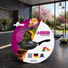 Сковорода с мраморным антипригарным покрытием Benson BN-565 Ø24см