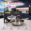 Глибока сковорода WOK Benson BN-590 Ø28 см з нержавіючої сталі, антипригарне покриття, кришка