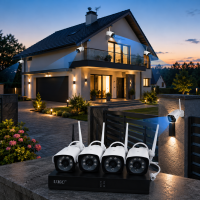 Комплект беспроводного видеонаблюдения 5G KIT WiFi 4CH, 4 WiFi-камеры для дома и двора