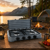 Настільна газова плита Rainberg SGS-6004 на 4 конфорки, 4,4 кВт, з кришкою, для балонного газу та відпочинку на природі