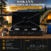 Газовая плита настольная портативная на 3 конфорки с крышкой