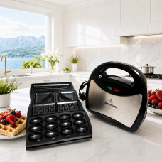 Бутербродница Crownberg CB-1076 4в1 со сменными пластинами, вафельница, гриль и форма для орешков