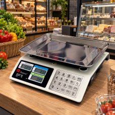 Торговельні ваги DOMOTEC MS-CK982S MB до 50 кг електронні з калькулятором ціни та платформою з нержавіючої сталі
