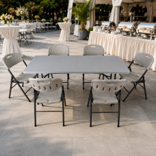 Кемпинговый комплект Travel Table Set – сложный стол HDPE 180 см и 6 туристических кресел