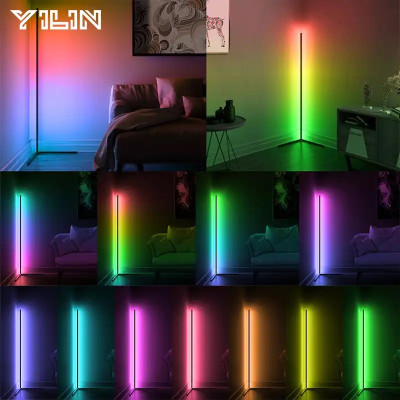 Кутова лампа підлогова торшер RGB з пультом управління. 180 см  металевий каркас  №1