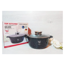 Кастрюля Top Kitchen ТК00052 с крышкой мраморное покрытие 24 см 