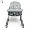 Стільчик для годування BAMBI M 5722 Gray, регульований, знімний столик, 5-точковий ремень, колеса, екошкіра