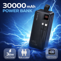 Power Bank Kensa KP-90 30000 mAh 30W (PD + QC 22.5W) з  кабелями