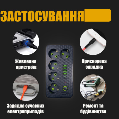 Сетевой фильтр Удлинитель с USB / Переноска-розетка 2500Вт, 3м, HG-2505 №5