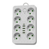 Сетевой фильтр Удлинитель USB ТК-9 (8×220В + 4×USB + 1×Type-C), F16u, Белый, 3 м