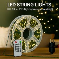 Светодиодная Роса Мишура гирлянда LUX "High-Brightness" 50 м/1500 диодов, IP65, с пультом
