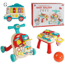 Детская каталка-ходунки 2 в 1 Baby Walker BM2106 – игровой столик с бизибордом, музыкальное пианино, баскетбольное кольцо, развивающий центр для малышей