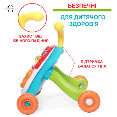 Дитяча каталка-ходунки 2 в 1 Limo Toy M 5473 AB – ігровий столик з бізібордом, музичне піаніно, телефон, сортер, розвиваючі елементи №2