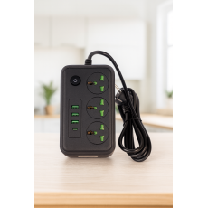 Удлинитель электрический (3×220В+3×USB+1×Type-C), QL-1074U, Черный 2m